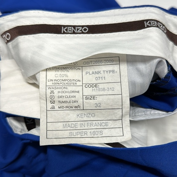 Kenzo Homme Trouser Dress Pants Pant Pleated Straight Leg Blue Mens 32 x 27" - Picture 7 of 8